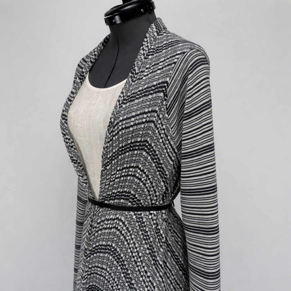 Ioanna Kourbela Cardigan Handkerchief Hem Striped Knit Monochrome Women's M‎ - Picture 3 of 11